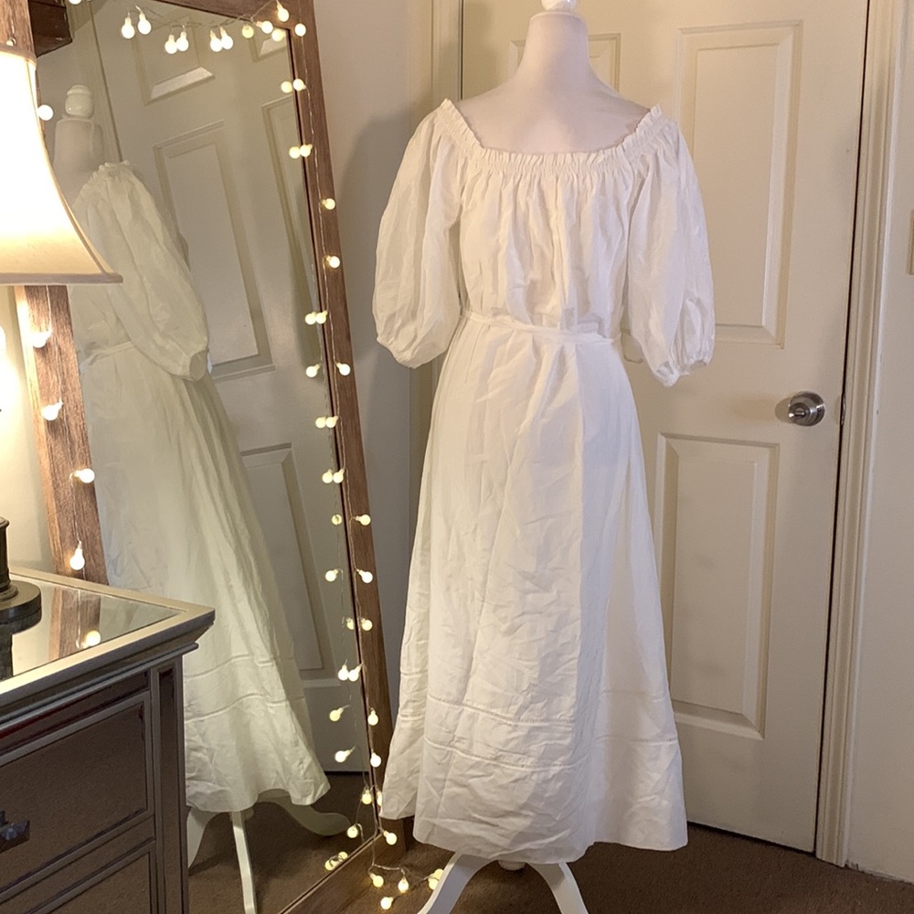 Anthropologie Off-The-Shoulder Silk Peasant Dress - Picture 9 of 15